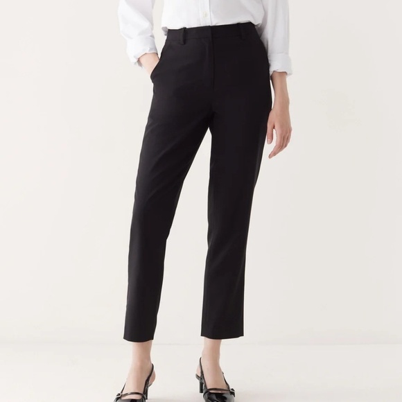 [NWT] Frank and Oak Black Eleanor Slim Fit High Rise Ankle Trousers Pant - Sz 2 - Picture 1 of 16